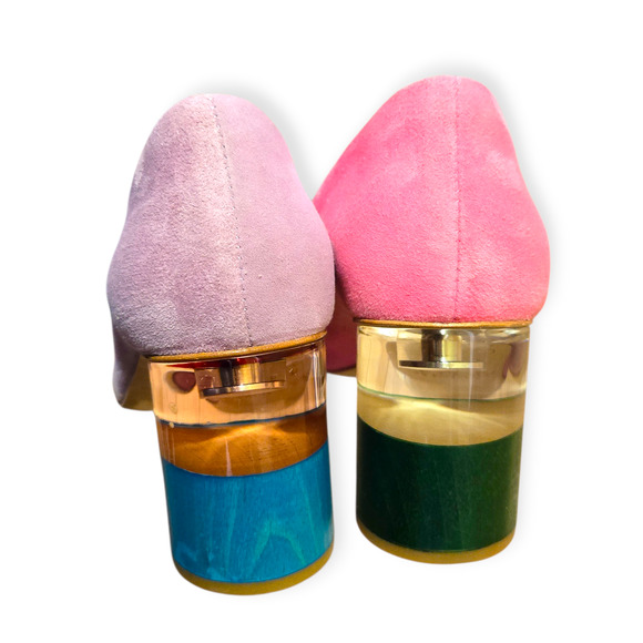 Charlotte Stone Risa Suede Nassau Mismatched Cap Toe Pump Heels Size 8 - Picture 7 of 9